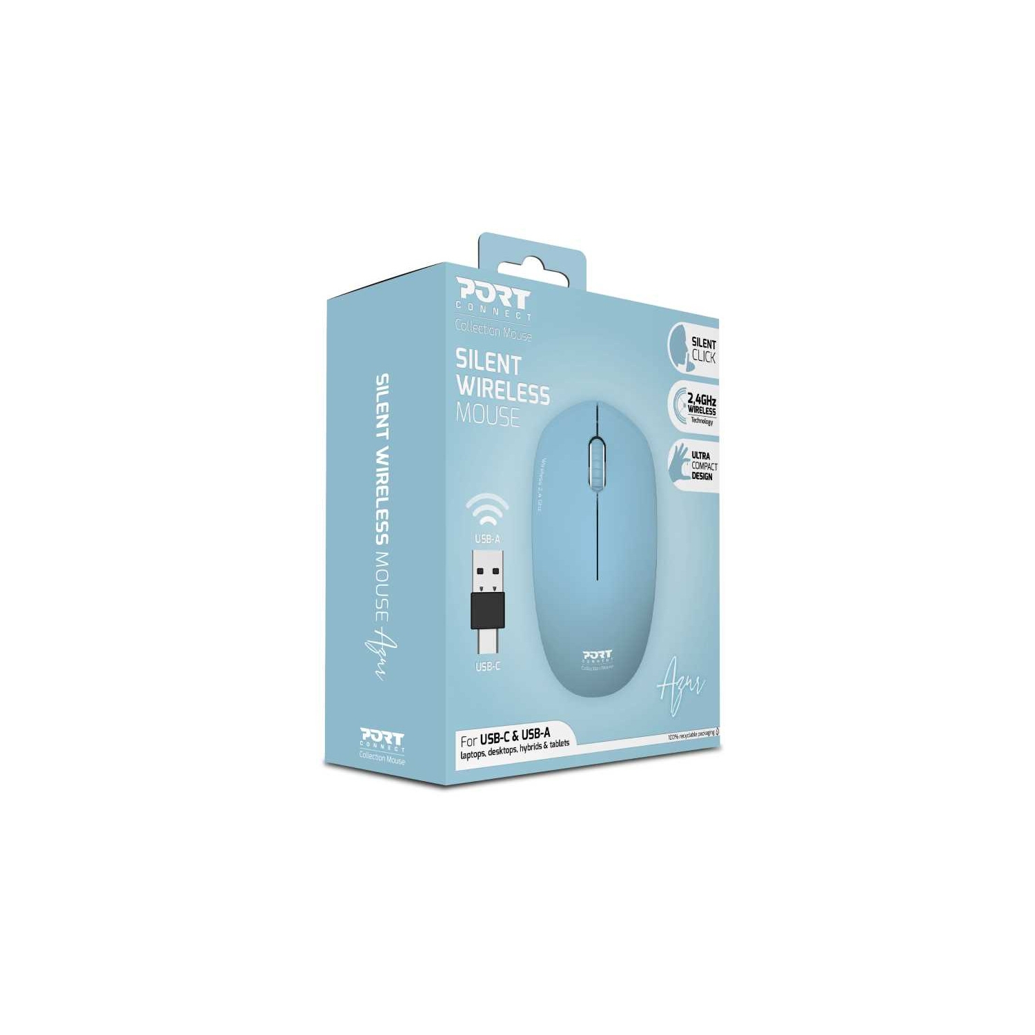 Souris Bureau Ambidextre RF Sans Fil PORT DESIGNS 900544 - 2.4 GHz