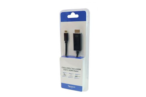 Câble 3m USB Type C Vers HDMI 4K TEMIUM Noir