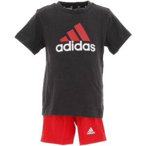 Ensemble T-Shirt Et Short Bébé ADIDAS Essentials Organic À Manches Courtes - Noir / Rouge