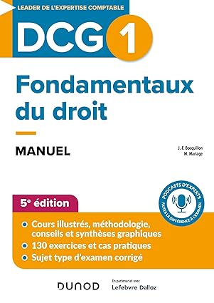 DCG 1 - Fondamentaux Du Droit - Manuel - 5e éd. / Jean-François Bocquillon (Auteur), Martine Mariage (Auteur)