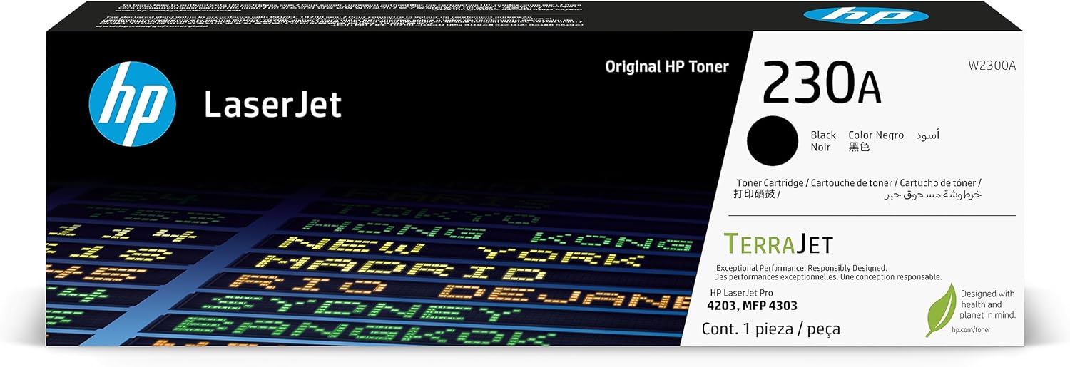 Cartouche De Toner (W2300A) HP 230A Original Laserjet - Pour Color Laserjet Pro 4201, 4203, MFP 4301, MFP 4303 - Noir