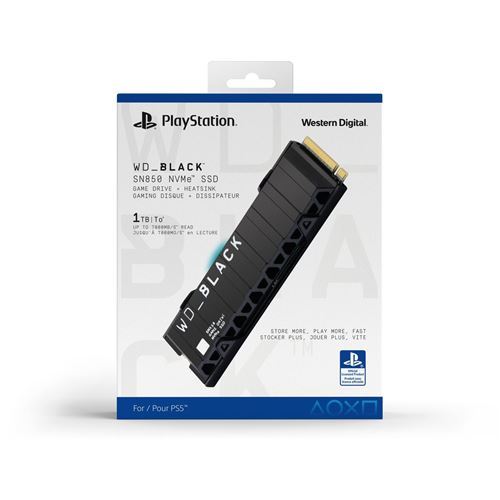 Disque SSD Interne WD_BLACK SN850 NVMe 1TB Sous Licence Officielle Pour Consoles PlayStation 5 - Noir