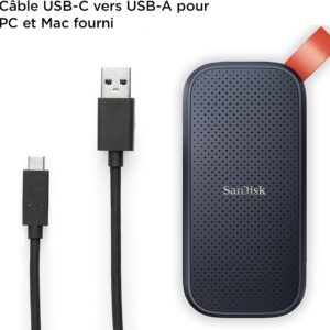 Disque SSD Externe Portable SANDISK E30 USB 3.2 Gen 2 - 1 To - Noir