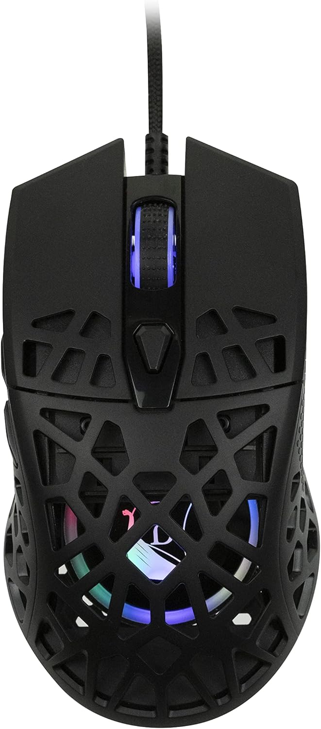 Souris Gaming Filaire KONIX Drakkar Aegir Ultra Light 70G Pour PC, 7 Boutons, 7 Niveaux DPI, Rétroéclairage LED Arc-En-Ciel - Noir