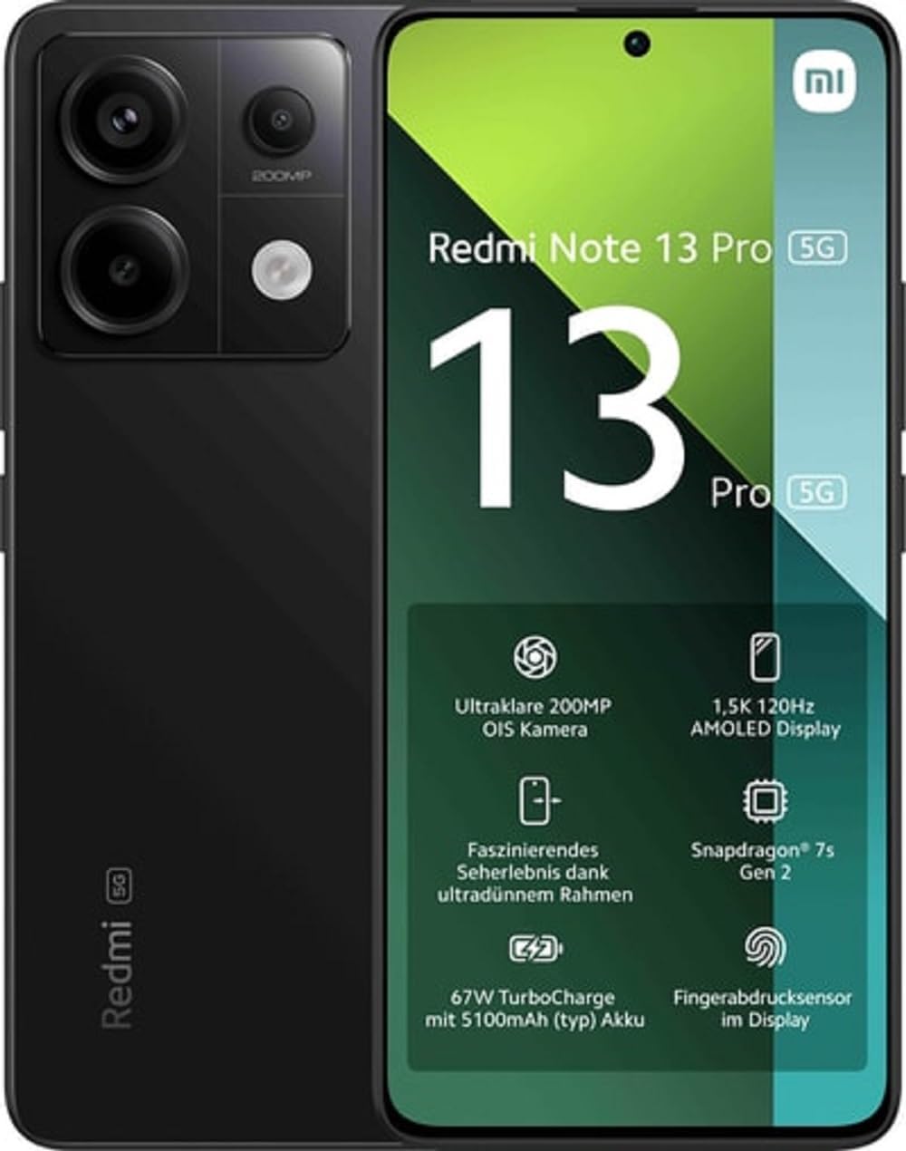 Smartphone XIAOMI Redmi Note 13 Pro 16,9 cm (6.67") Double SIM 5G - 256 / 8 Go - 5100 mAh - Noir