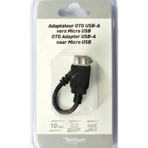 Adaptateur TEMIUM USB OTG-B vers USB OTG-A 10CM - Noir