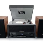 Micro Système CD Avec Platine Vinyle Sans Fil - Noir / Gris / Bois