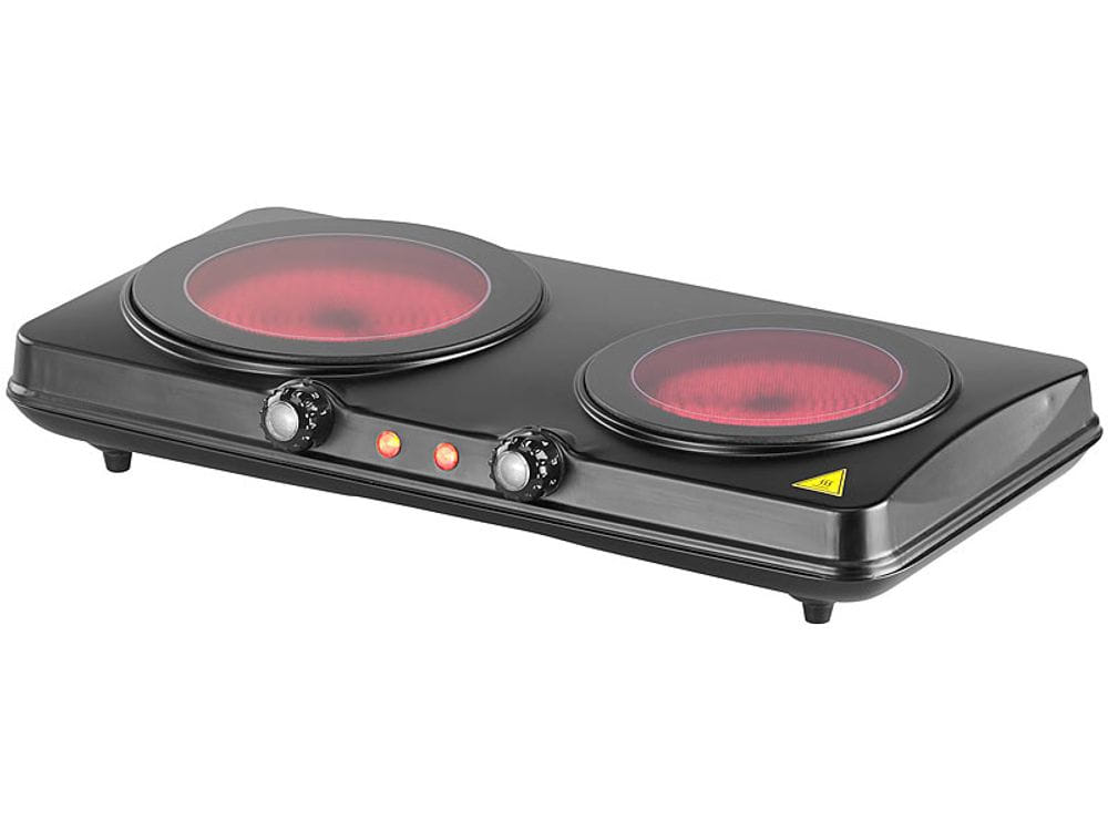 Double Plaque De Cuisson Vitrocéramique À Infrarouge 2000W - Ø 16,4 & 18,8CM - Rosenstein & Söhne
