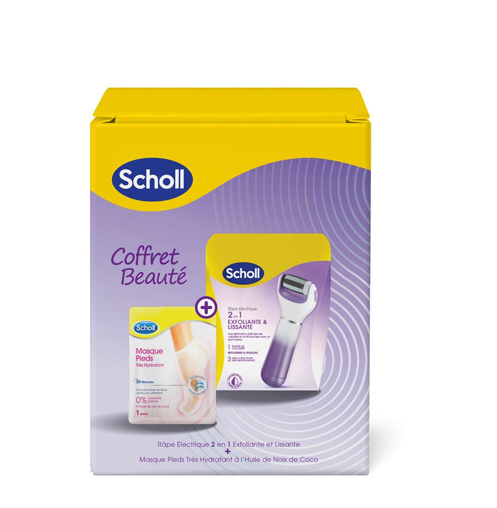 Coffret SCHOLL Velvet Smooth Râpe électrique pied et Masque très hydratant