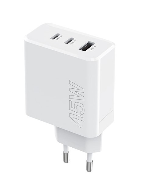 Chargeur Secteur MAXLIFE MXTC-07-45ACC PD QC, 2 Ports USB-C 1, Port USB - 45W - Blanc