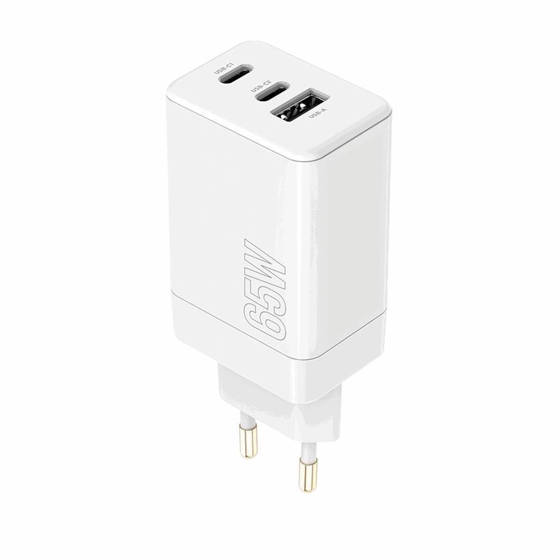 Chargeur MAXLIFE MXTC-08-65ACC PD QC 2 65W, USB-C Vers USB - Blanc