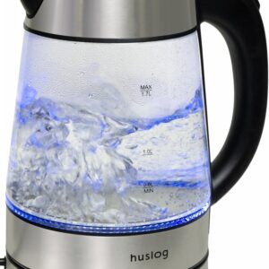 Bouilloire Électrique En Verre HUSLOG Ak-0537 - Argent / Noir