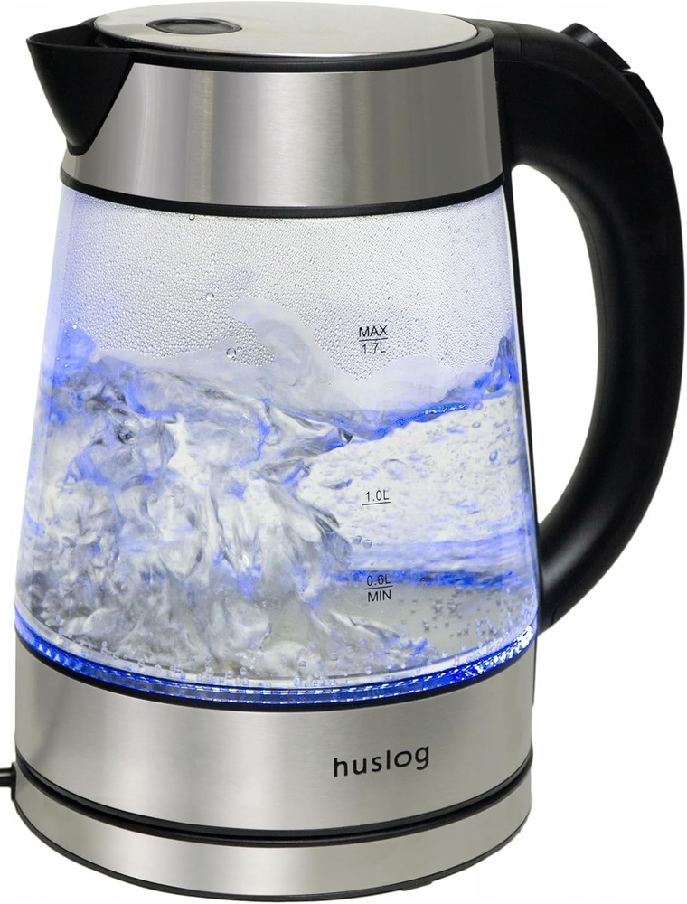 Bouilloire Électrique En Verre HUSLOG Ak-0537 - Argent / Noir