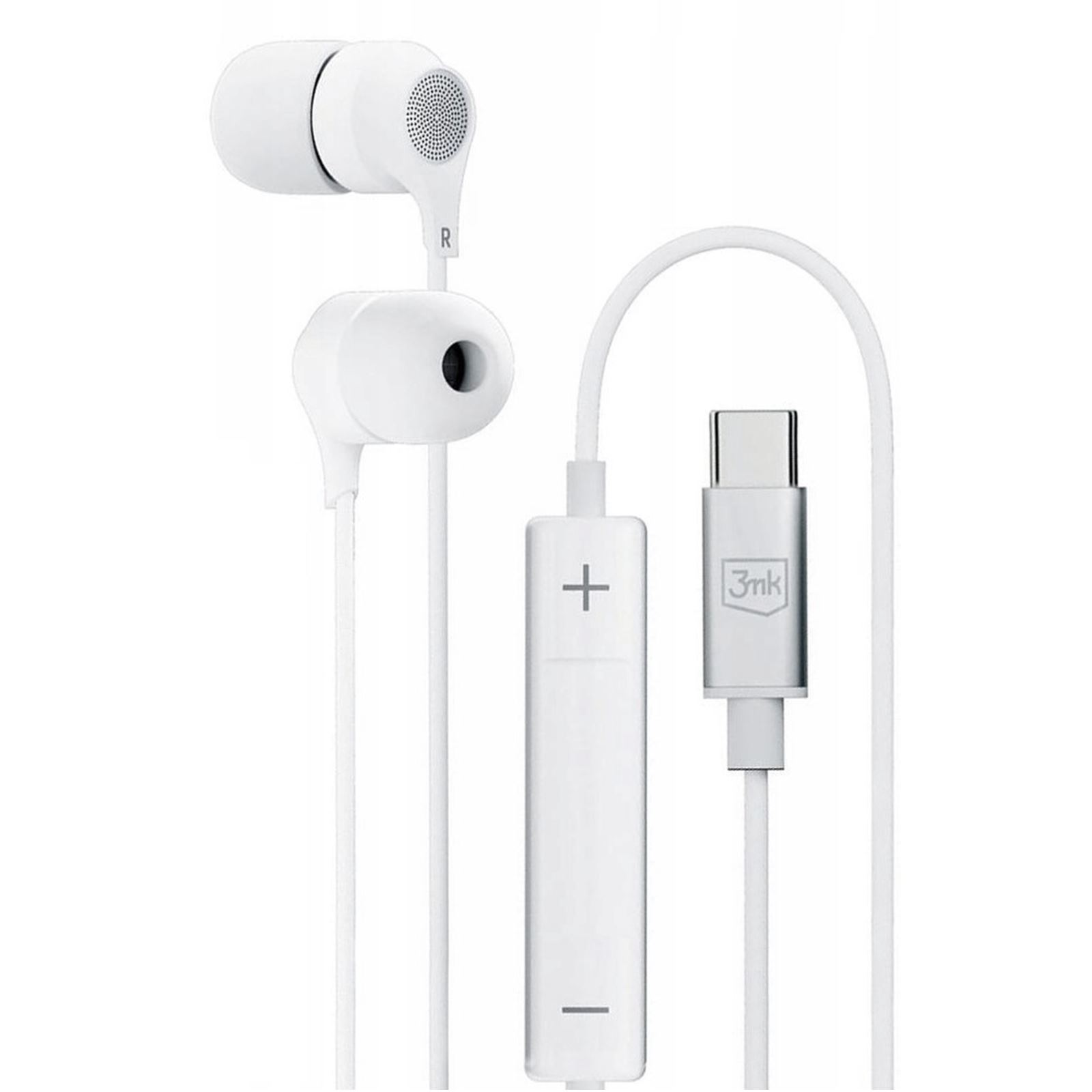 Écouteurs Filaires 3MK USB-C - Blanc