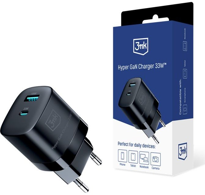 Chargeur 3MK Hyper Gan 33W - Noir