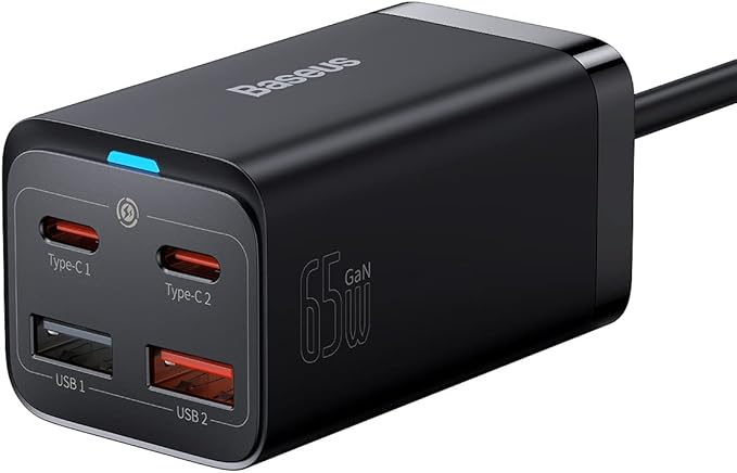 Chargeur Secteur BASEUS GaN3 Pro 2X Ports USB-A & 2X Ports USB-C 65W- Noir