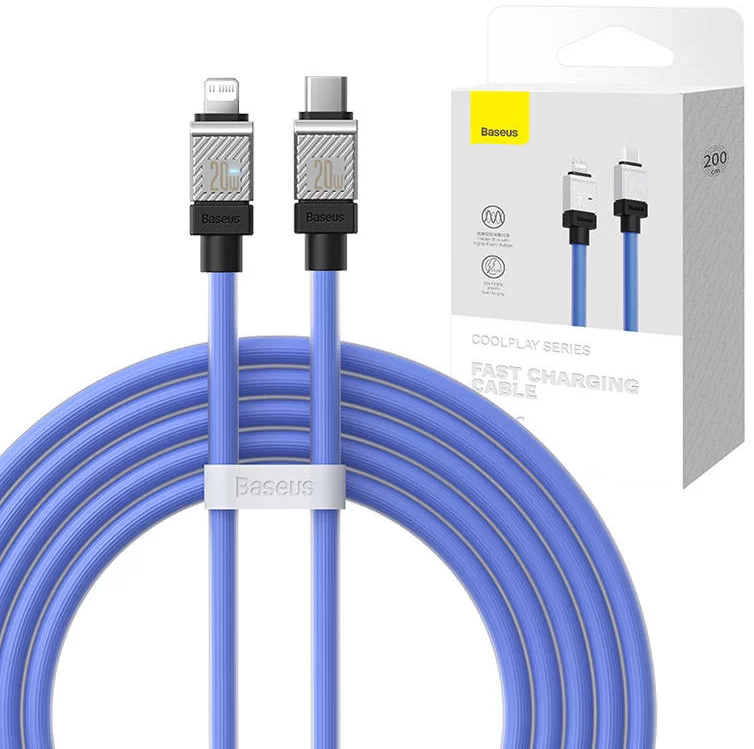 Câble BASEUS CoolPlay USB-C Vers Lightning 2M - 20W - Bleu