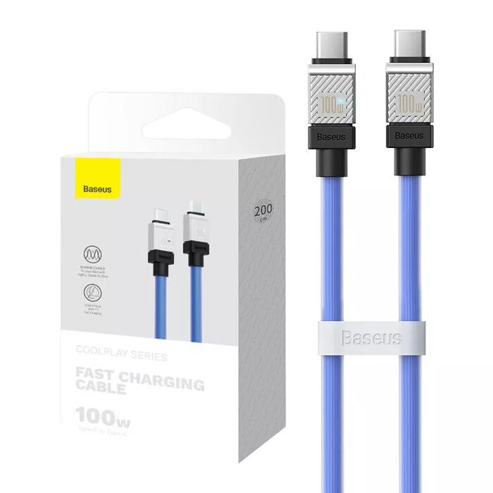 Câble BASEUS Cool Play 100W USB-C vers USB-C - 2M - Bleu