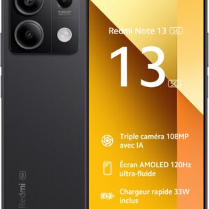 Smartphone XIAOMI Redmi Note 13 5G 6.67" Double SIM - 256 Go / 8 Go - Noir
