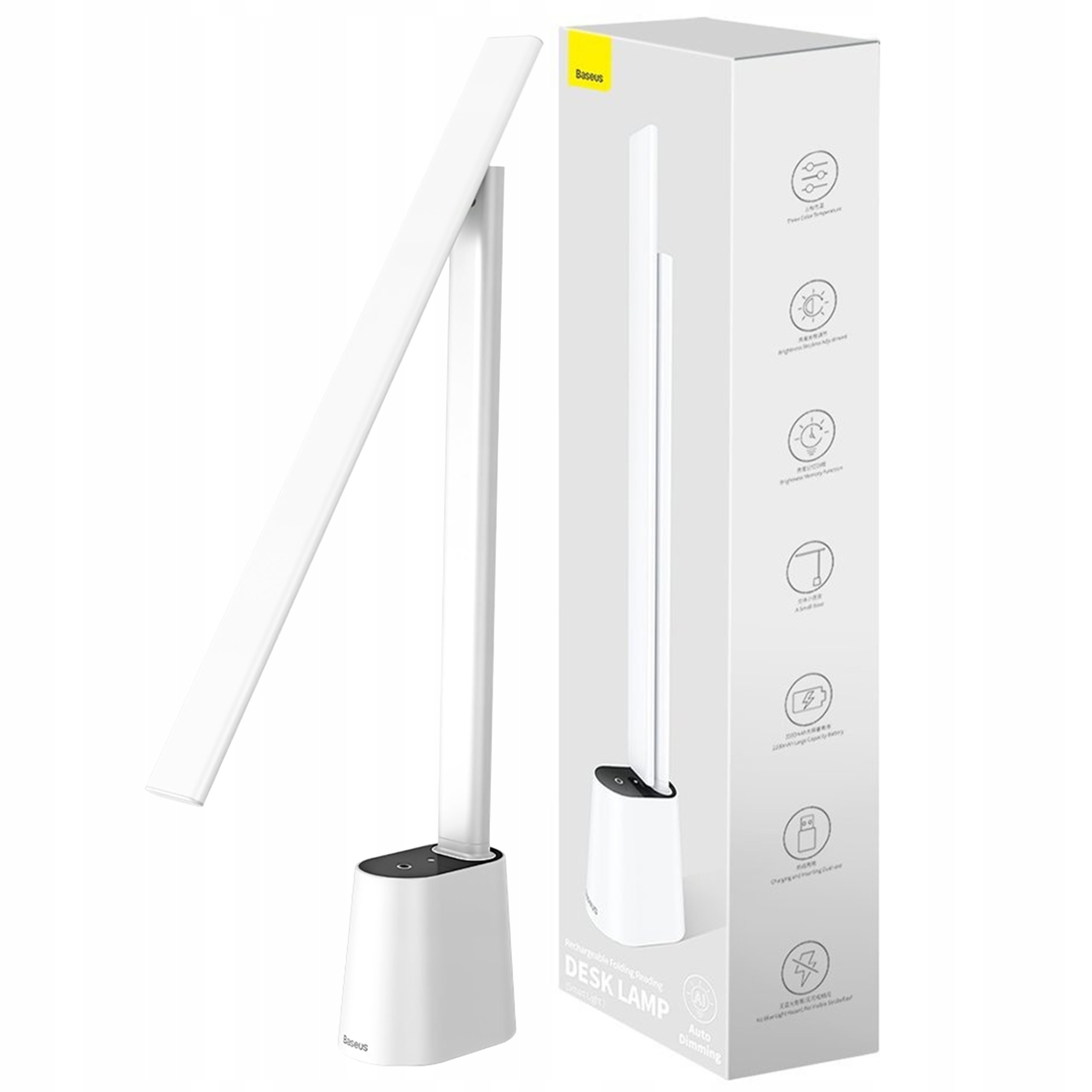Lampe À Poser BASEUS DGZG-02 Chargeable Et Pliable Luminosité Réglable - Blanc