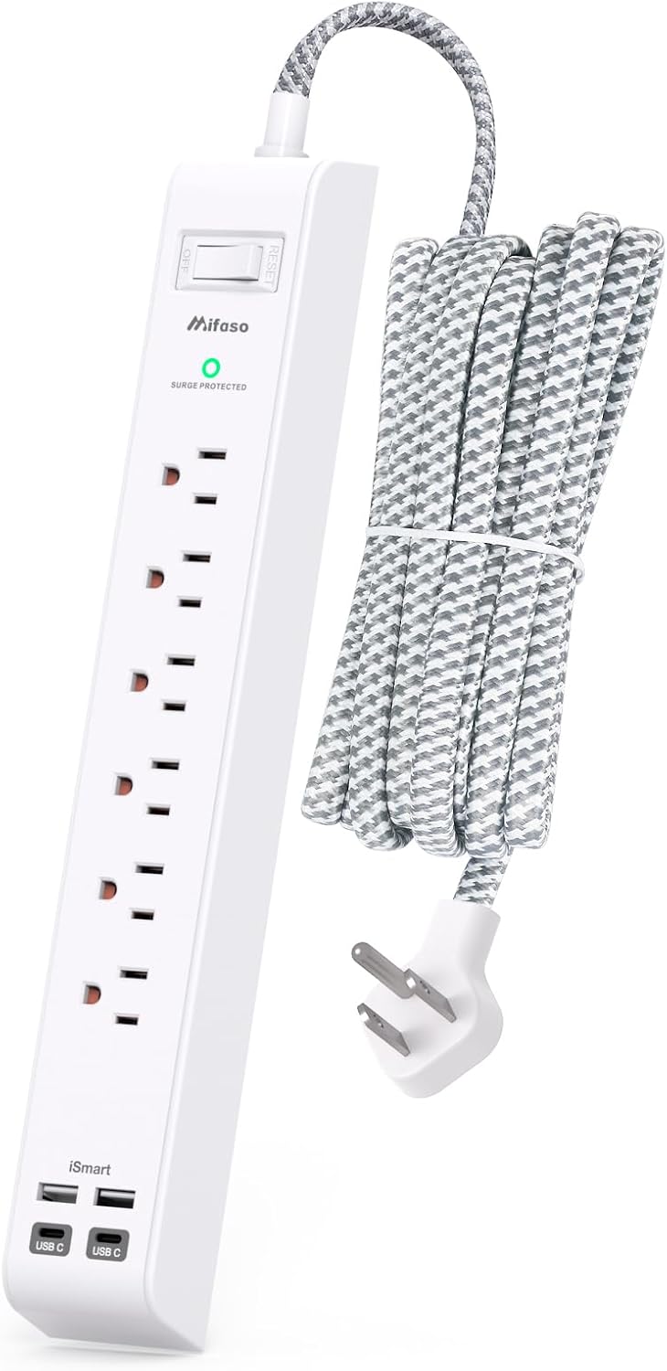 Multiprise MKC À 9 Prises Avec 2 Ports USB Et Interrupteur - Blanc