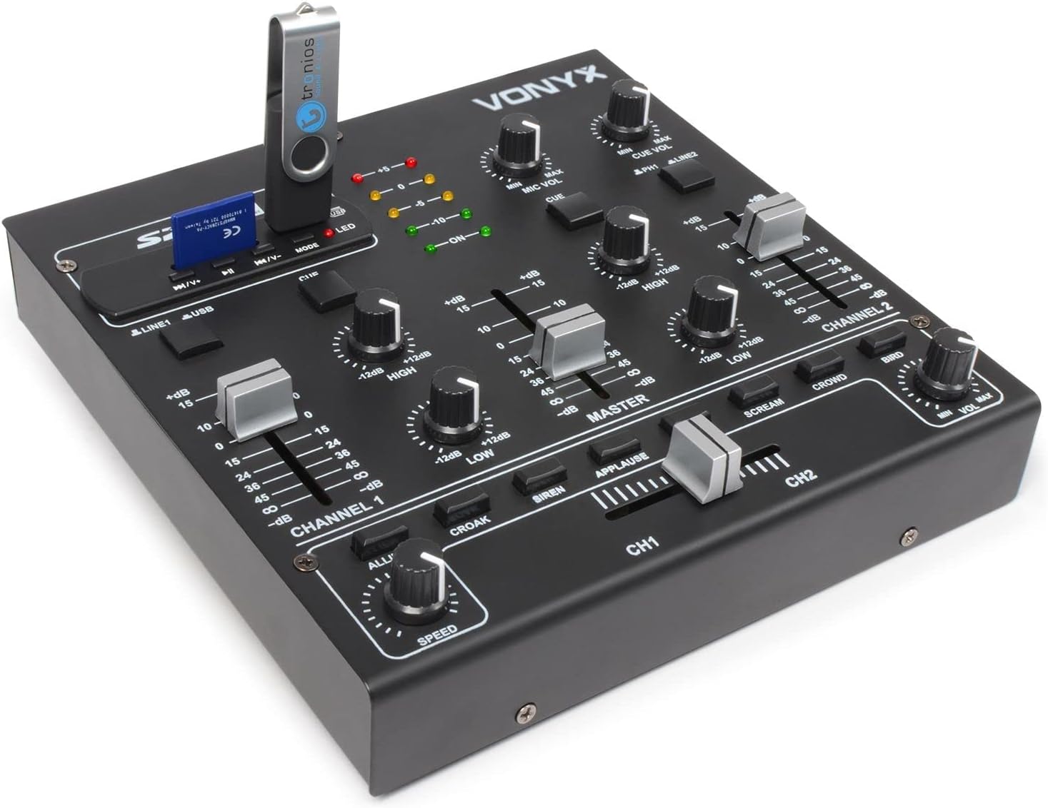 Mini Table De Mixage SKYTEC STM-2250 - 4 Canaux USB MP3 Effets Sound - Noir