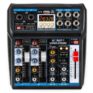 Table De Mixage 4 Canaux VONYX VMM-P500 - Technologie Bluetooth - Mp3/Usb - 16 Effets Digitaux - Entrées Microphones