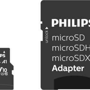 Carte Mémoire Philips UHS-I 128 Go Classe 10 Noir Avec Adaptateur MicroSD, MicroSDHC