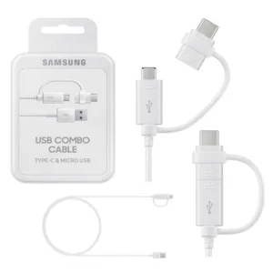Câble Combo SAMSUNG USB-A, Micro-USB-B Vers USB-C, 1.5M - Blanc