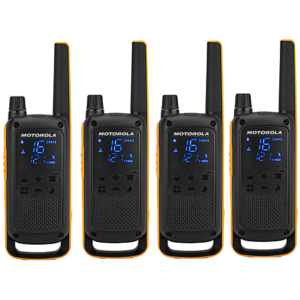 Talkie-Walkie MOTOROLA Talk About T82 Extrême Quad Pack, Radio Bidirectionnelle 16 Canaux - Noir / Orange
