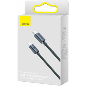 Câble BASEUS USB-C Vers USB-C 100W Série Crystal Shine Charge Et Synchronisation 2M - Noir