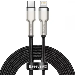 Câble De Données Métallique 20W BASEUS Cafule Series Type-C Vers Lightning PD 2M - Noir